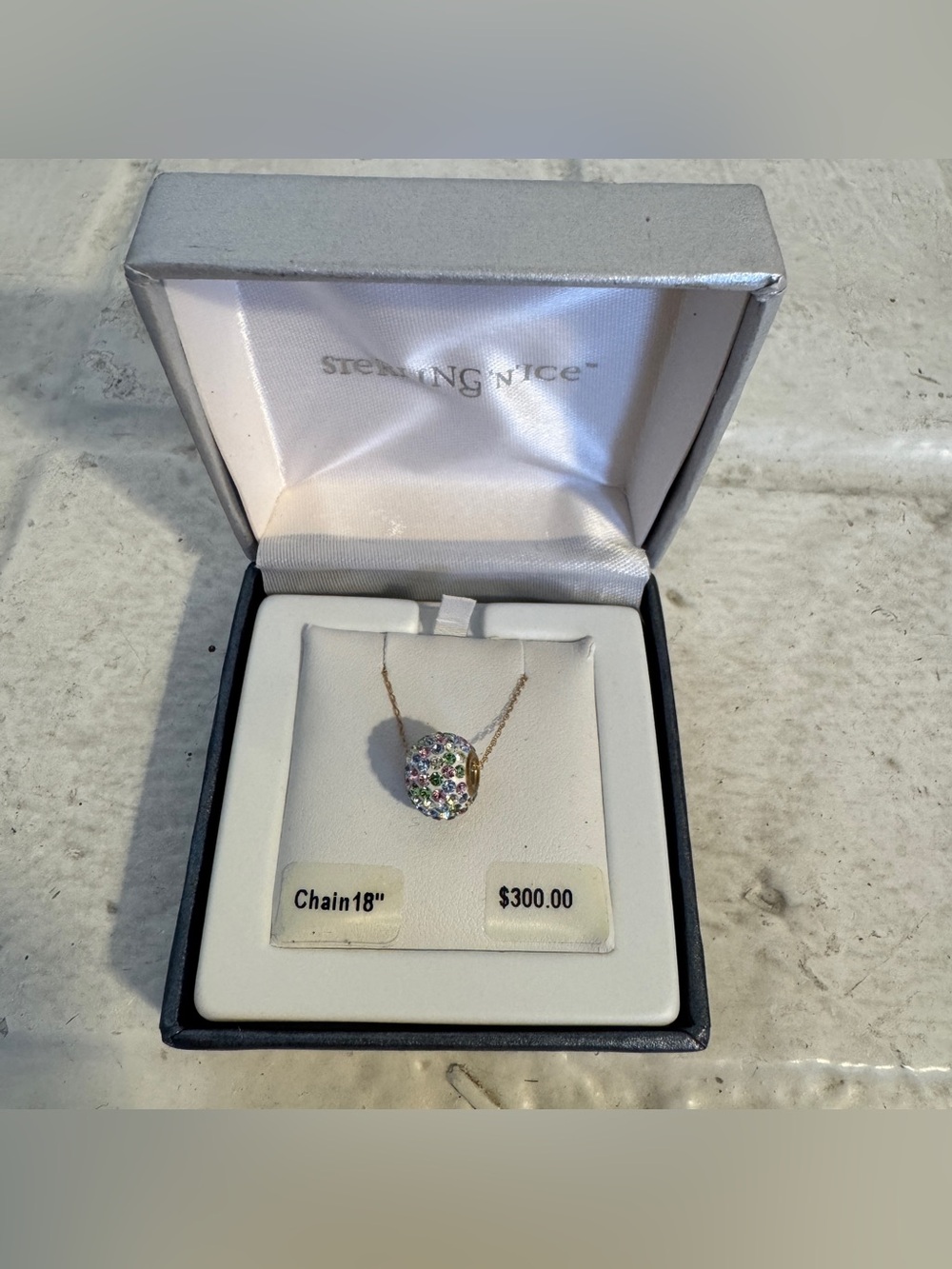 NWT Sterling 'N Ice 18" Sterling Silver Swarovski Crystal Ball Pendant Necklace